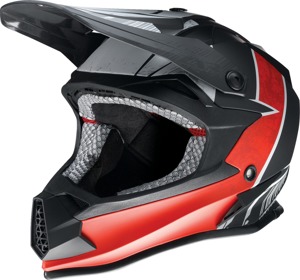 Z1R Youth F.I. Fractal MIPS Helmet Matte Black/Red M - Youth MX helmet with MIPS tech