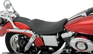 Low Plain Vinyl Solo Seat - Black - For 96-03 Harley FXD Dyna