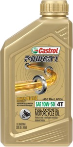 Power1 Racing Synthetic 4T Motor Oil - 10W50 1 Qt - JASO MA2 For Motorcycle, ATV, & Powersports