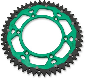 48T Green Dual Metal Rear Sprocket - For 82-20 Kawasaki KX KDX KLX Suzuki RMZ