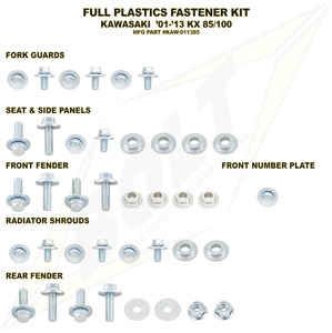 Full Plastic Fastener Kit - For 01-13 Kawasaki KX85