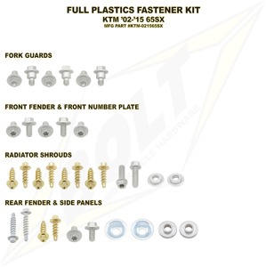 Full Plastic Fastener Kit - For 02-15 KTM 65 SX