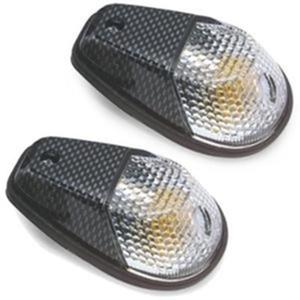 Flush Mount Mini Marker Lights - Clear Lens Amber Bulb Carbon Shell