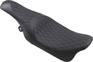 Caballero Diamond Leather 2-Up Seat - Black - For 08-20 Harley FLH FLT