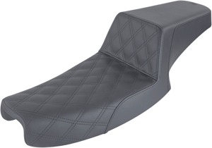 Step-Up Lattice Stitched 2-Up Seat - Black - For 91-95 Harley FXD