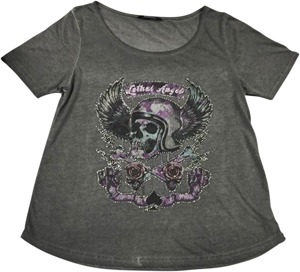 Women's Sin On Wheels Scoopneck Tee - Sin On Wheels Tee Gry Wlg