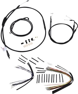 Extended Black Control Cable Kit For Softails - 16" tall bars