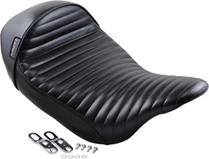 Stubs Cafe Pleated Vinyl Solo Seat - Black - For 08-22 Harley Touring