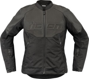 ICON Women's Overlord3 Leather Jacket Black L - Women's Sport Fit Leather Jacket