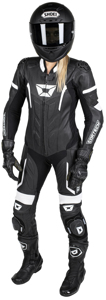 Men's Apex V1 RR Leather One-Piece Race Suit Black/White Large