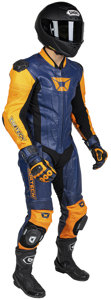 Men's Apex V1 RR Leather One-Piece Race Suit Orange/Blue Medium