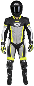 Men's Apex V1 RR Leather One-Piece Race Suit HiViz/Grey Medium