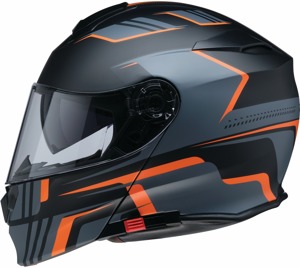 Z1R Solaris 2.0 Slater Modular Helmet Matte Gray/Orange S - Modular helmet with sun visor and vents