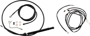 Extended Black Control Cable Kit for 16" Gorilla Bars - Fits 21-23 Harley Davidson Touring Models