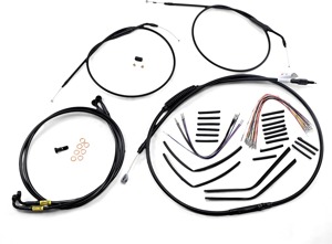 Extended Black Control Cable Kit for 13" Bagger Bars - Fits 96-05 Dyna Low Rider & Super Glide