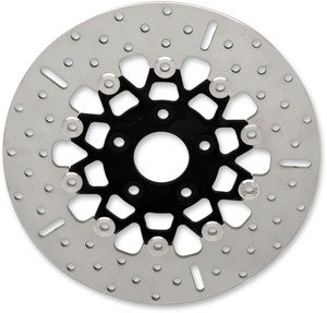 Black Chrome Floating Brake Rotor - 10 Button Floating Brake Rotor - Black Chrome Center