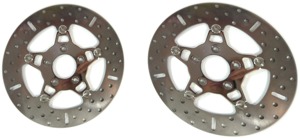 Polished Floating Brake Rotors - 5 Button Floating Brake Rotor - Polished Center Front Set