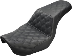 Step-Up Lattice Stitched 2-Up Seat - Black - For 04-05 Harley FXD