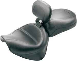 Touring Smooth Vinyl 2-Up Seat Black w/Backrest - For 99-13 Yamaha Road Star