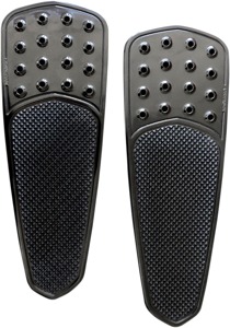 Extended Teardrop Knurled Drilled Driver Floorboards - Black - For 84-19 HD