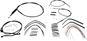 Extended Black Control Cable Kit For Sportsters with 14" Tall Apehangers