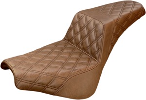 Step-Up Lattice Stitched 2-Up Seat Brown - For 18-20 HD FXBB