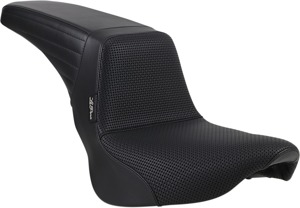 Kickflip Basketweave Vinyl 2-Up Seat - Black - For 18-20 Harley FLDE FLHC