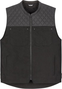 ICON Chamonix Denim Vest Black Men's 3XL - Men's black denim vest, size 3XL