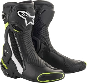 SMX Plus Street Riding Boots Black/White/Yellow US 10.5