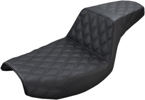 Step-Up Lattice Stitched 2-Up Seat - Black - For 82-94 Harley FXR