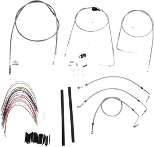 Extended Braided S.S. Control Cable Kit for Baggers - 14" tall bars (w/CRUISE) - For 00-06 HD Bagger