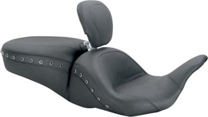 Lowdown Studded Vinyl 2-Up Seat w/Backrest - For 06-20 Harley FLH FLT