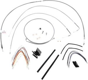 Extended Braided S.S. Control Cable Kit for Softails - 14" tall bars