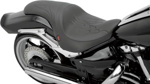 Predator Flame Stitched Vinyl 2-Up Seat Black Low - For 08-17 Yamaha Raider