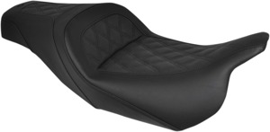 Slim Lattice Stitched 2-Up Seat Black Gel - For 08-20 Harley FLH FLT