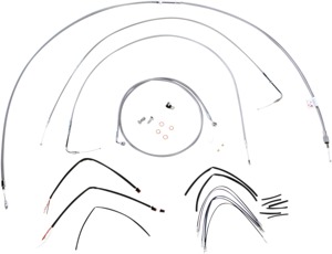 Extended Braided S.S. Control Cable Kit for Softails - 18" tall bars (non-ABS)