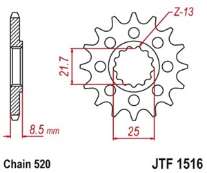 Steel Front Countershaft Sprocket - 16 Teeth 520 Pitch