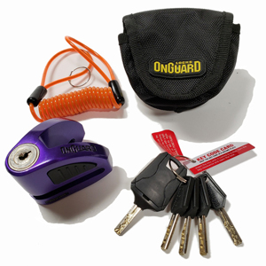 On Guard Locks Boxer Disc Lock Purple - 5.5mm Pin with Pouch & Reminder