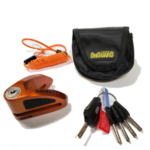 On Guard Locks Boxer Disc Lock Orange - 8mm Pin with Pouch & Reminder