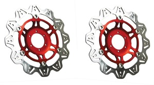 Front VEE Brake Rotors - Red - VEE Style Brake Rotor - Red Center Front Set