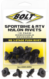 M8 3-Stage Push Rivets - 10 Pack