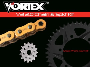 V3 Chain & Sprocket Kit Gold RX Chain 520 15/47 Hardcoat Aluminum - For 04-05 Suzuki GSX-R600