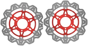 Front VEE Brake Rotors - Red - VEE Style Brake Rotor - Red Center Front Set