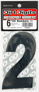 #2 6" Tall Black "SX" Stick-On Race Numbers - 3 Pack