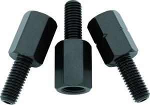 Motorcycle Mirror Adapters - 10mm Female On Bike, 8mm Male - Black - Two RH & One LH thread for Yamaha