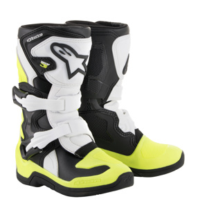 Tech 3S Youth MX Boots Black/White/Yellow Size Y10