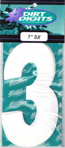 #3 7" Tall White "SX" Stick-On Race Numbers - 3 Pack