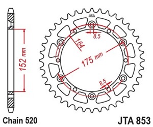 Black Aluminum Rear Sprocket - 43 Teeth 520 Pitch