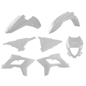 White 2021+ Restyle Bodywork Plastics Kit w/ Headlight Mask - For 13-17 Beta Full Size Enduro Models