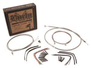 Extended Braided S.S. Control Cable Kit For 16" Gorila Bars - For 18-23 Harley Davidson Softail models